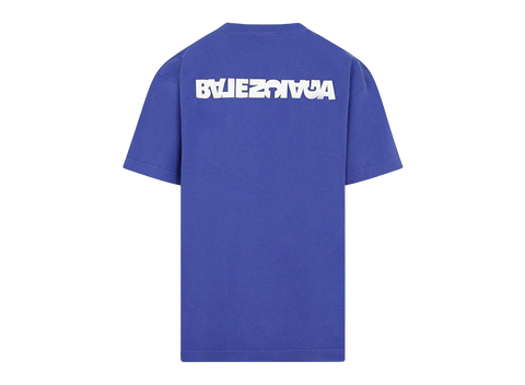 Balenciaga Embroided Reverse Logo Tee Blue (Pre-Owned)