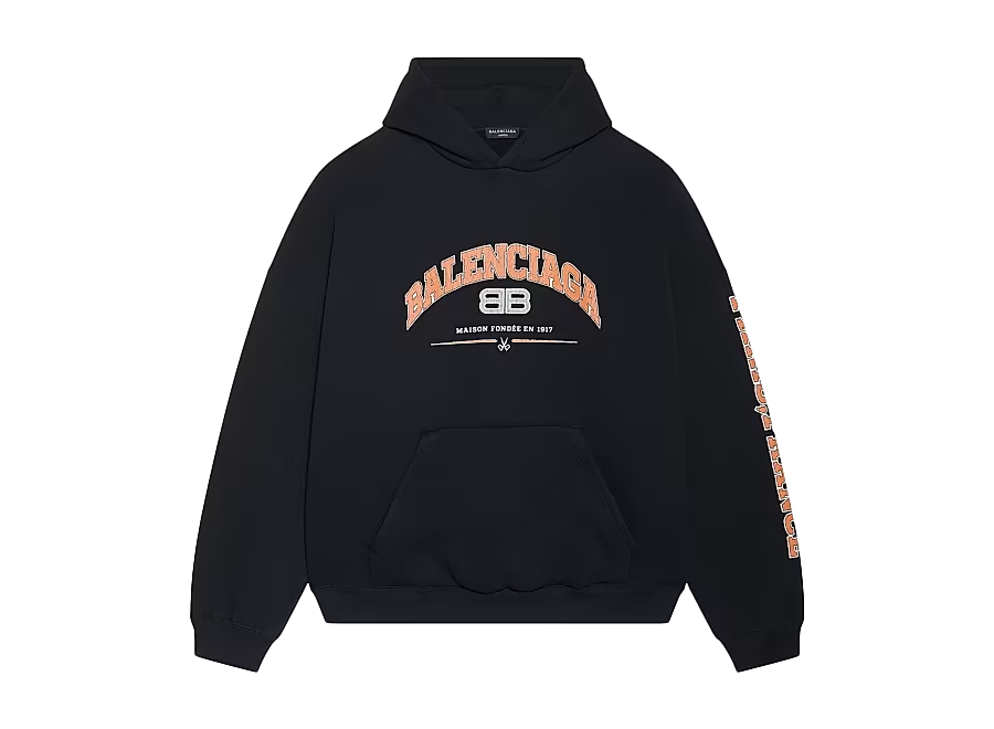 Balenciaga Logo-Print Maison Hoodie Black (Pre-Owned)