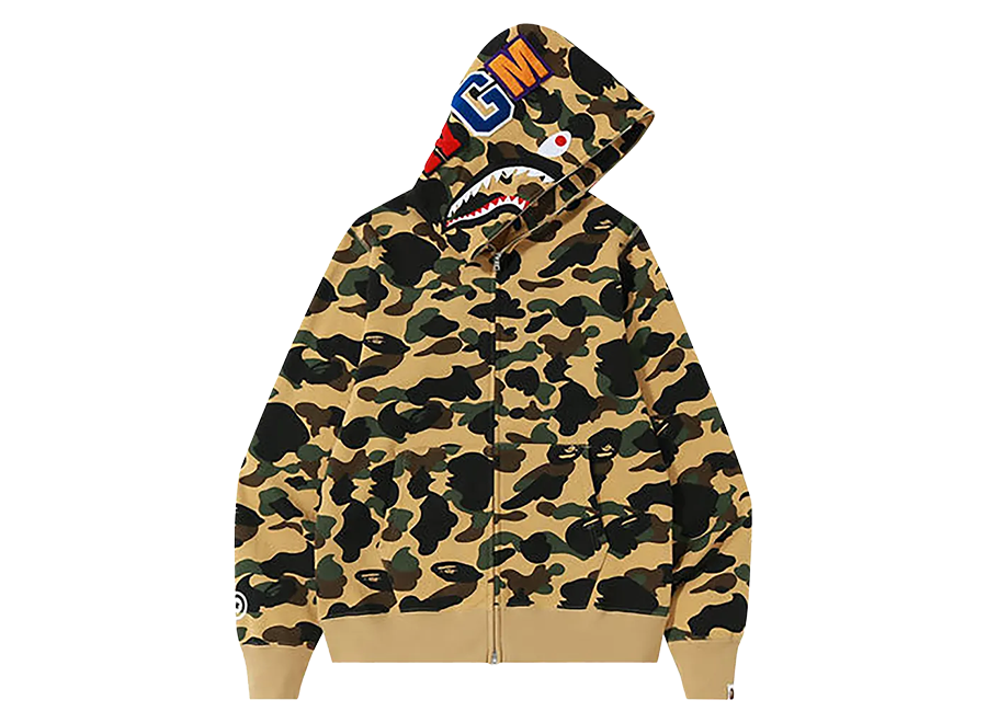 BAPE 1st Camo Shark Full Zip Hoodie Yellow