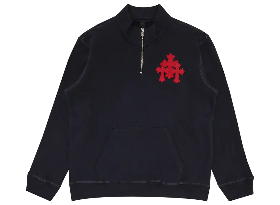 Chrome Hearts Paper Jam Triple Cross Quarter Zip Navy/Red