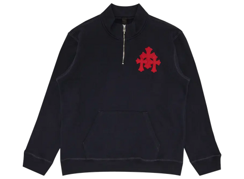 Chrome Hearts Paper Jam Triple Cross Quarter Zip Navy/Red (Pre-Owned)