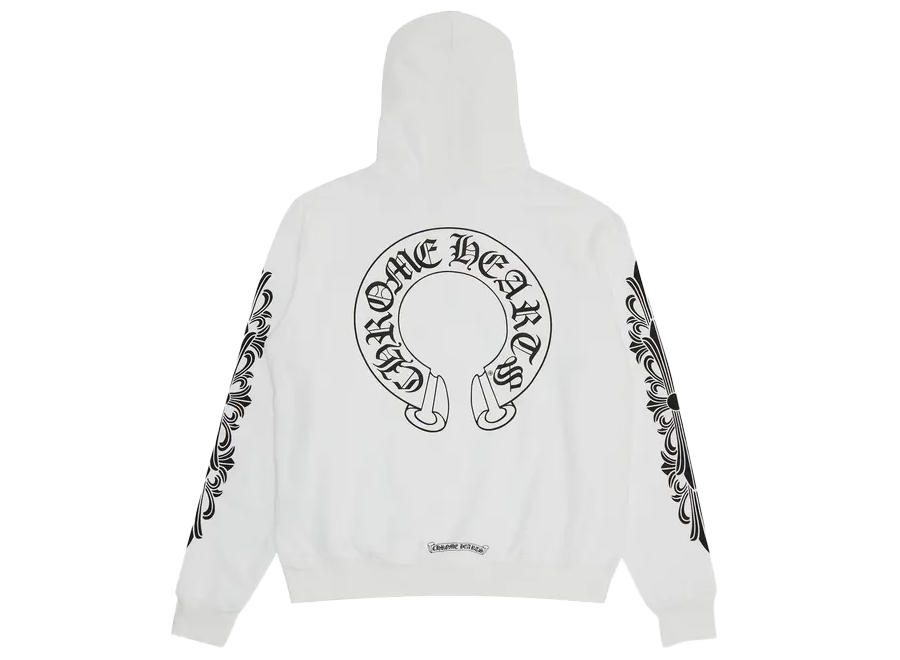 Chrome Hearts Horseshoe Floral Hoodie White