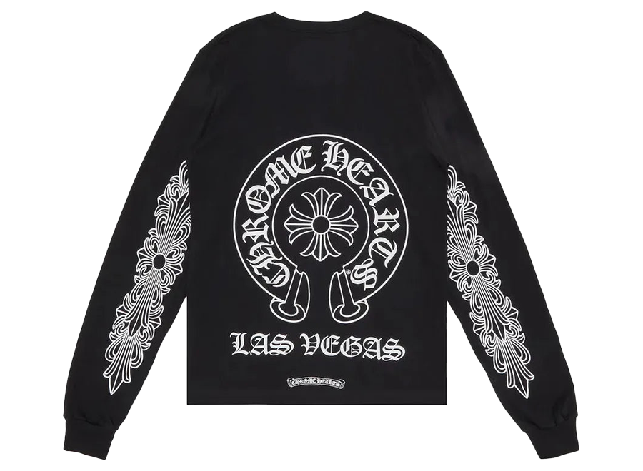 Chrome Hearts Las Vegas Exclusive Horseshoe Floral L/S T-Shirt Black