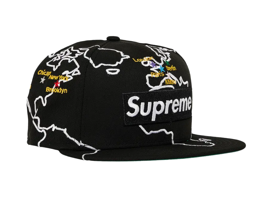 Supreme Worldwide Box Logo New Era Hat Black