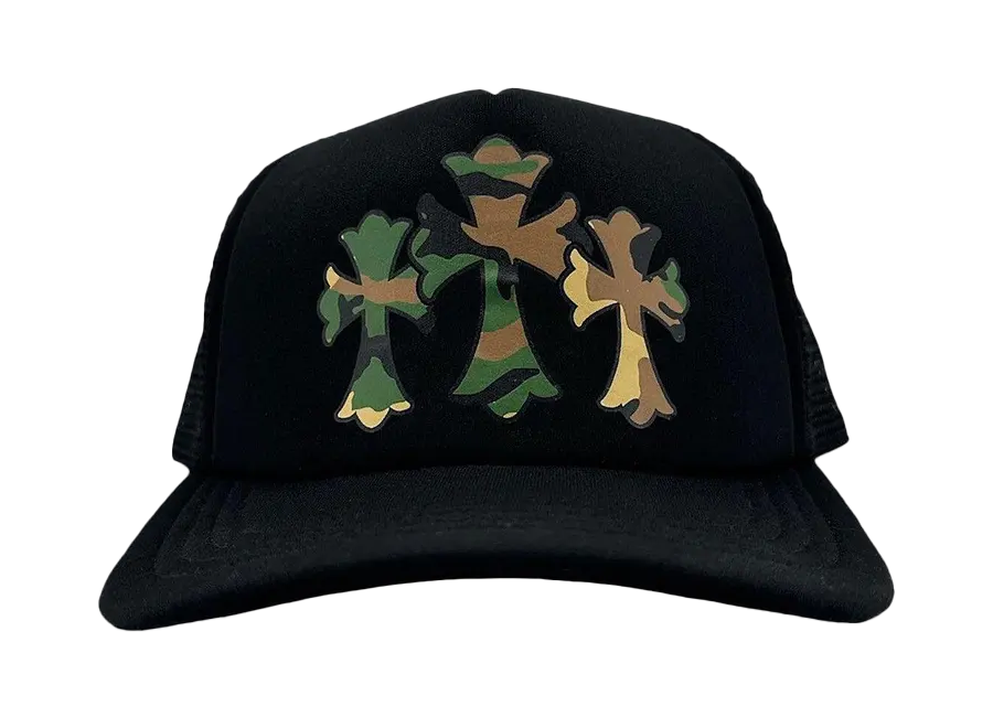 Chrome Hearts Triple Cross Trucker Hat Black/Camo