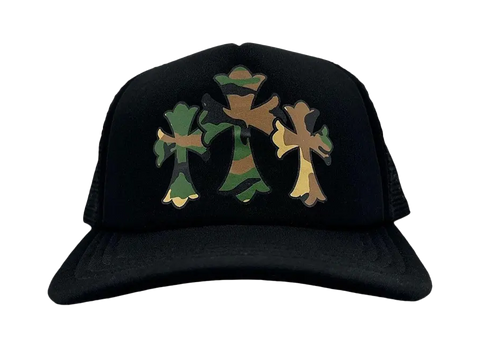 Chrome Hearts Triple Cross Trucker Hat Black/Camo