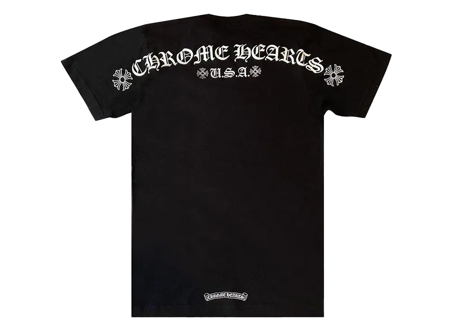 Chrome Hearts Scroll Logo USA Pocket T-Shirt Black