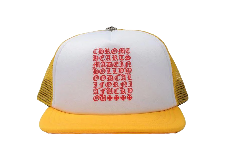 Chrome Hearts Eyechart Trucker Hat Yellow/White/Red