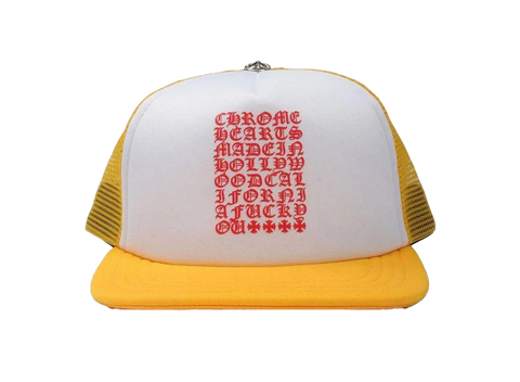 Chrome Hearts Eyechart Trucker Hat Yellow/White/Red