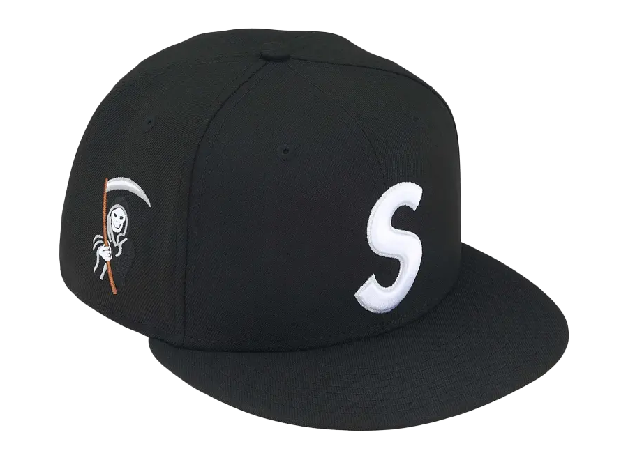 Supreme New Era Reaper S Logo 59Fifty Fitted Hat Black