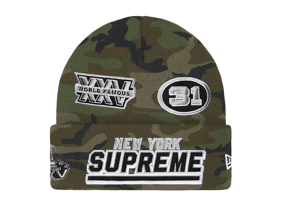 Supreme New Era Football Beanie Woodland Camo