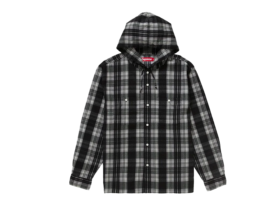 Supreme Printed Hooded Flannel Shirt Black
