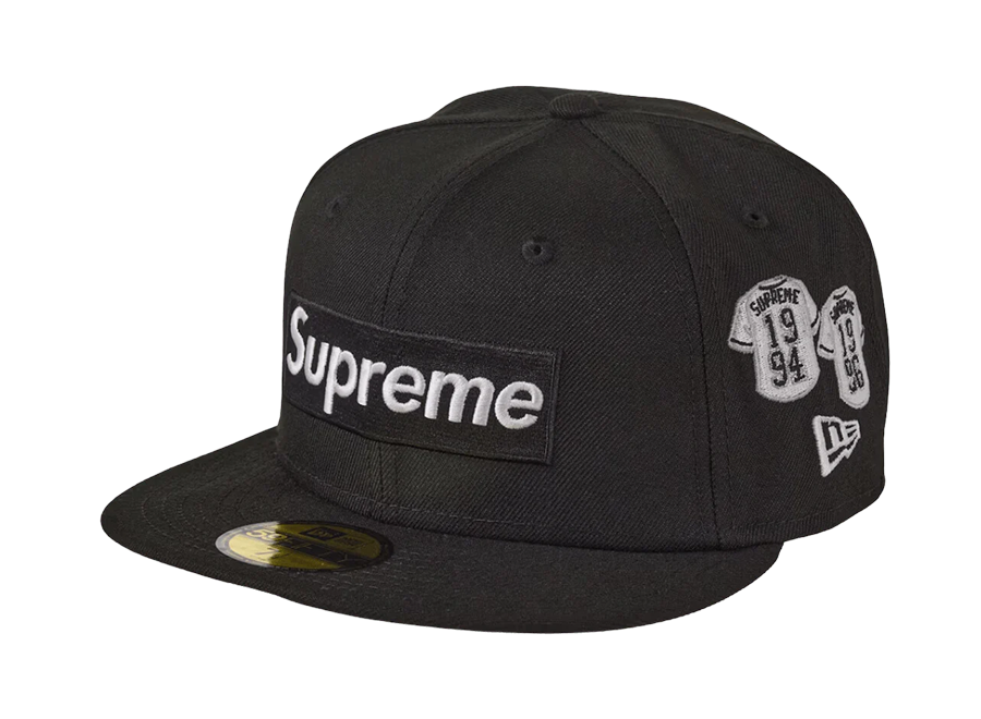 Supreme Jerseys Box Logo New Era Fitted Hat Black Sz 7 3/8