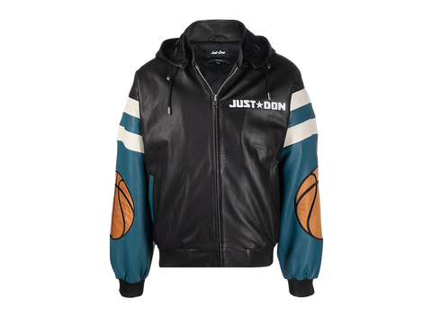 Just Don Chicago Leather Hooded Bomber Jacket