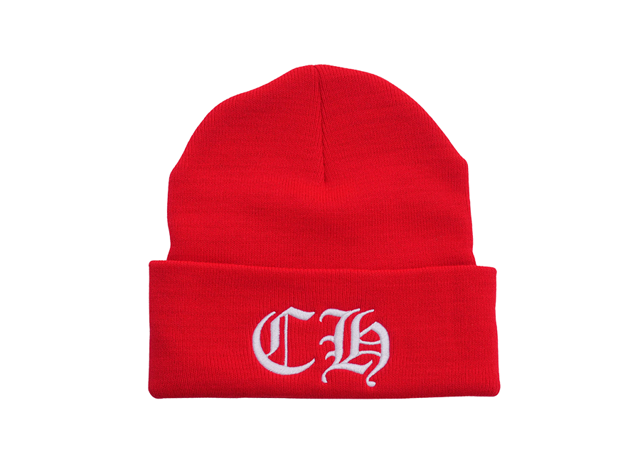 Chrome Hearts Ribbed C.H. Beanie Red