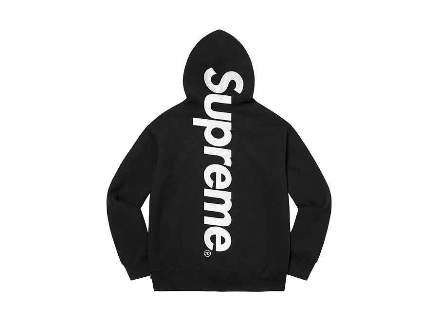 Supreme Satin Applique Hooded Sweatshirt Black White