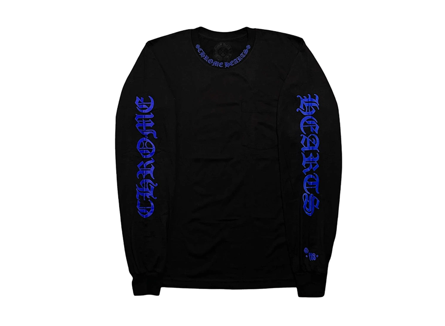 Chrome Hearts  1988 Neck Logo Long Sleeve Tee Shirt Black Blue (Pre-Owned)
