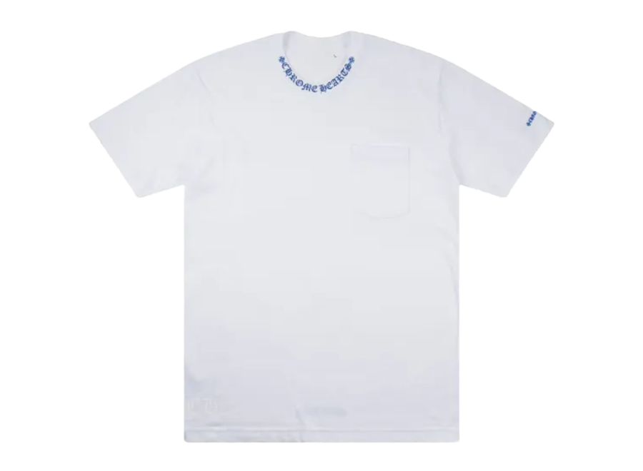 Chrome Hearts Neck Logo Pocket T-Shirt White/Blue (Pre-Owned)