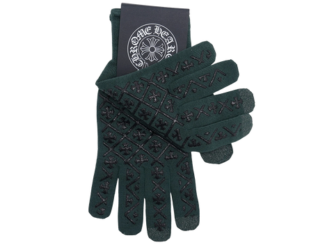 Chrome Hearts Script Cross Logo Gloves Green