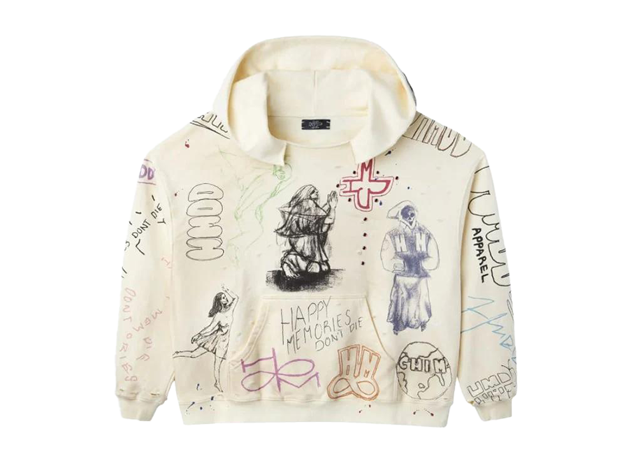 HMDD Sketch Rhinestone Hoodie Cream
