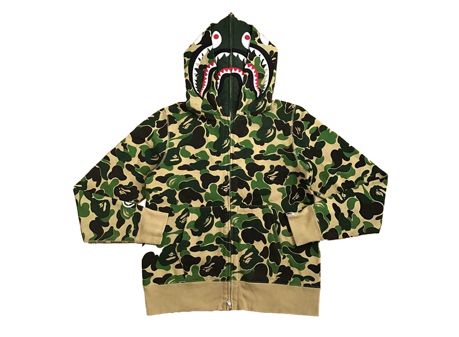 A Bathing Ape BAPE Camo Double Zip Hoodie Green (Pre-Owned)