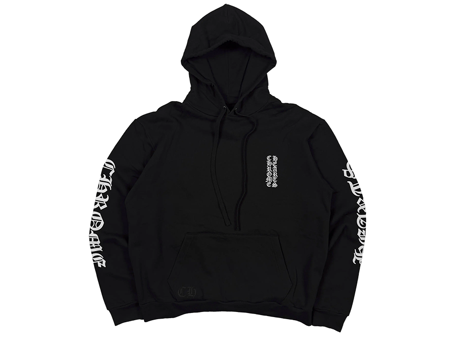 Chrome Hearts Vertical Logo Hood Hoodie Black/White (Pre-Owned)