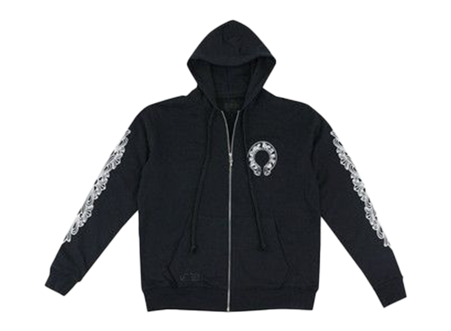 Chrome Hearts Horseshoe Floral Zip Up Hoodie Black (Pre-Owned)