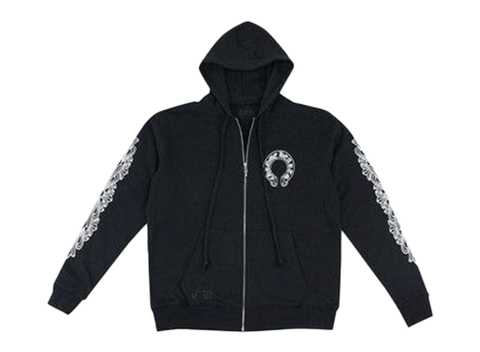 Chrome Hearts Horseshoe Floral Zip Up Hoodie Black (Pre-Owned)