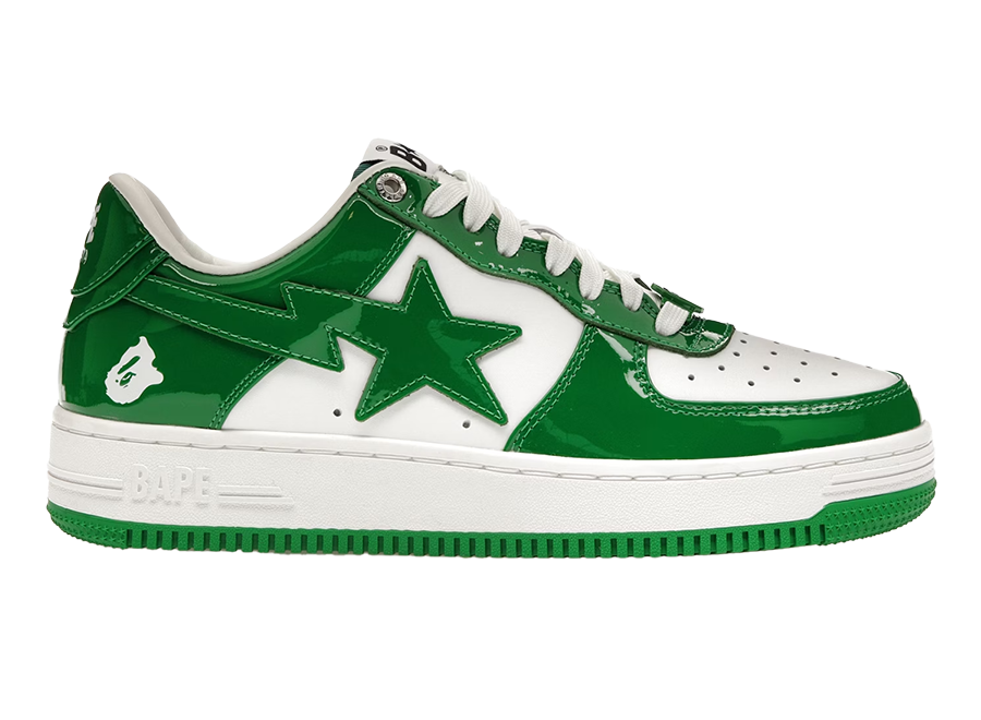 A Bathing Ape Bape Sta Patent Leather Green White