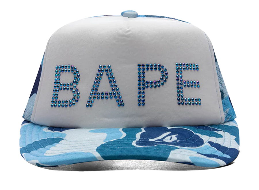 A Bathing Ape ABC Camo Crystal Stone Mesh Cap Blue