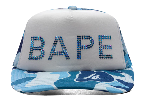 A Bathing Ape ABC Camo Crystal Stone Mesh Cap Blue