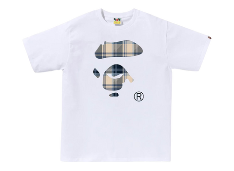 BAPE Check Ape Face Tee White/Blue (Pre-Owned)