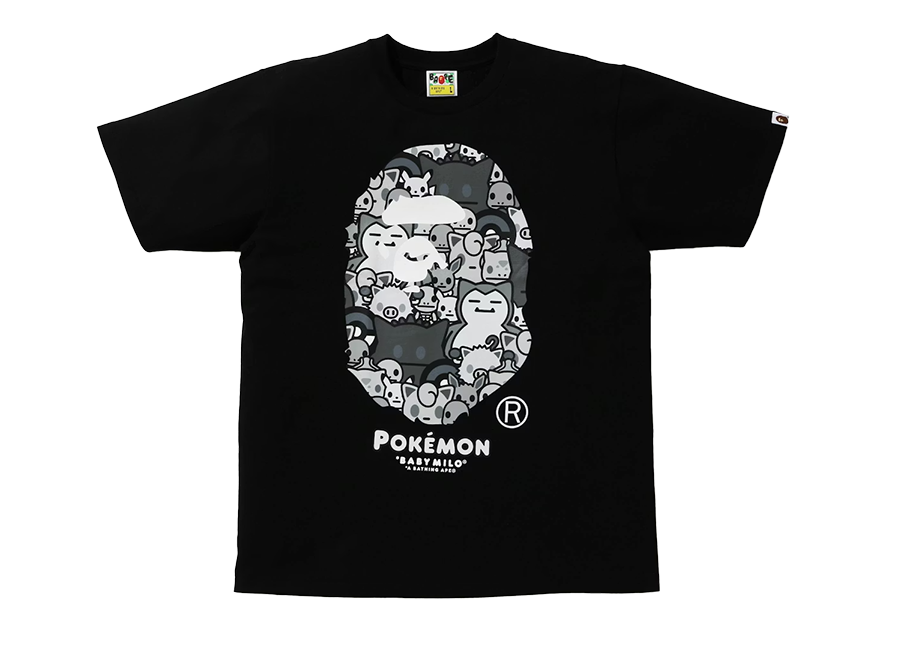BAPE x Pokemon Monotone Ape Head Tee #2 Black