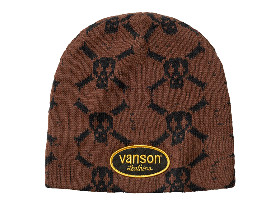 Supreme Vanson Leathers Skull Beanie Brown