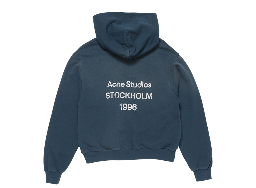 Acne Studios Fleece Logo Hoodie Deep Blue (Pre-Owned)