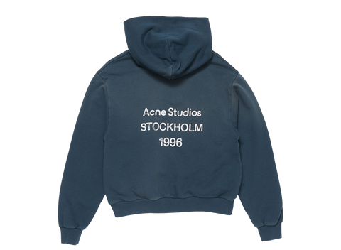 Acne Studios Fleece Logo Hoodie Deep Blue (Pre-Owned)