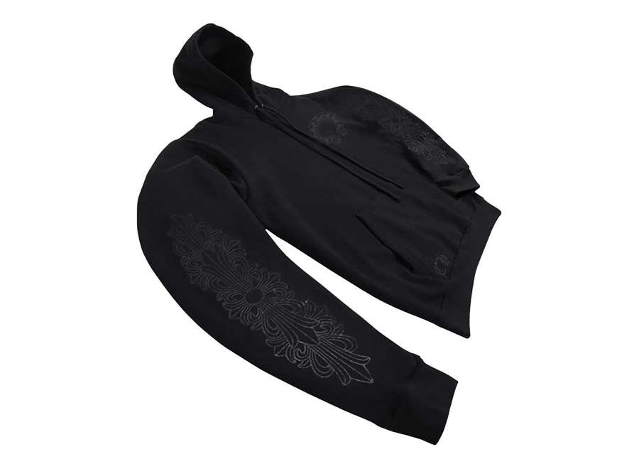 Chrome Hearts Horseshoe Floral Hoodie Black/Black