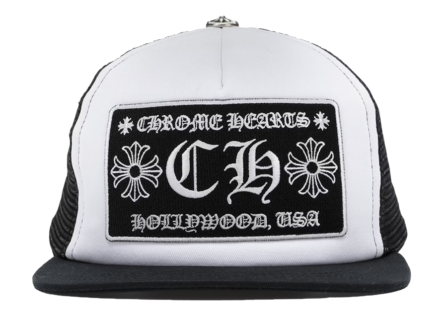 Chrome Hearts CH Hollywood Trucker Hat Black/White (Pre-Owned)