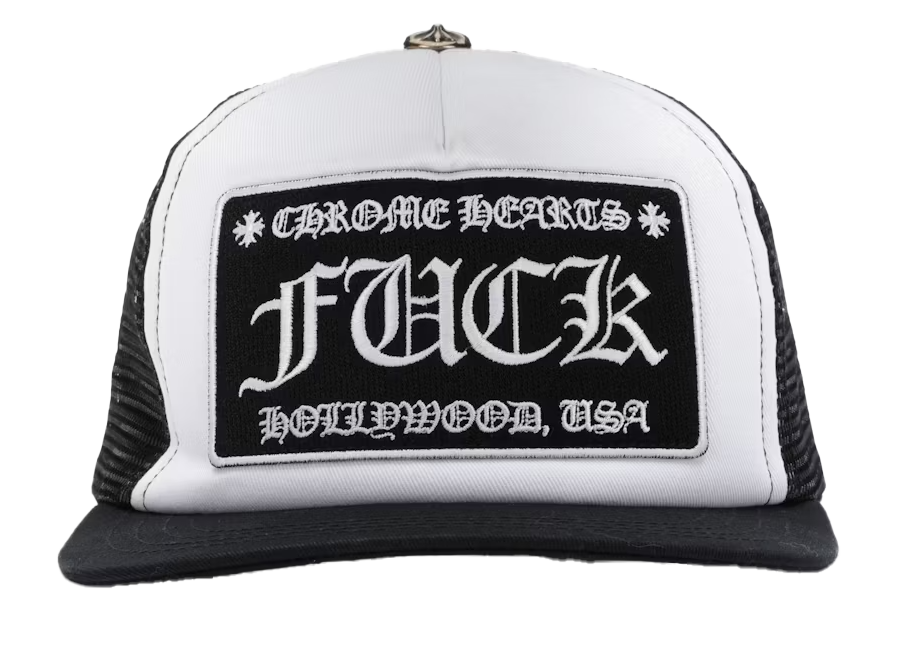 Chrome Hearts F*CK Hollywood Trucker Hat Black/White