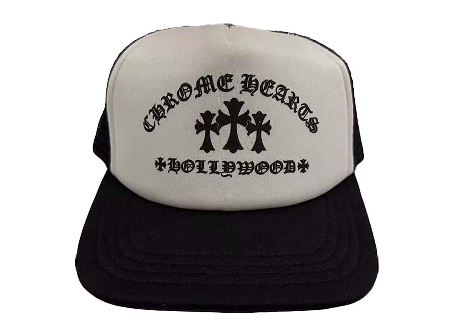 Chrome Hearts Hollywood Cross "King Taco" Trucker Cap Black/White (Worn Once)