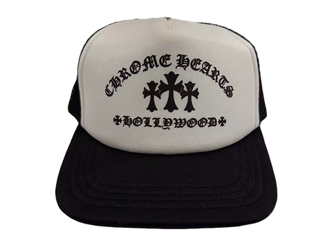 Chrome Hearts Hollywood Cross "King Taco" Trucker Cap Black/White (Worn Once)