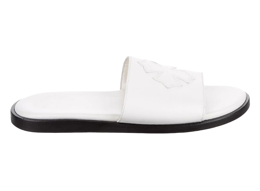 Chrome Hearts Leather Slides White