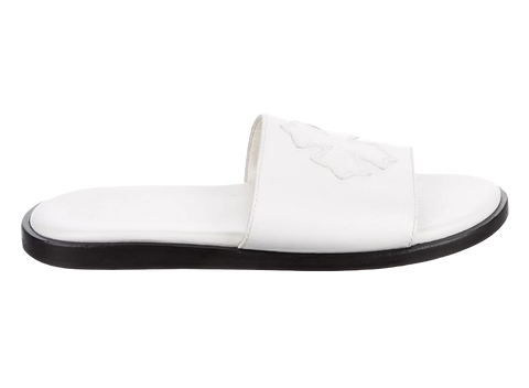 Chrome Hearts Leather Slides White
