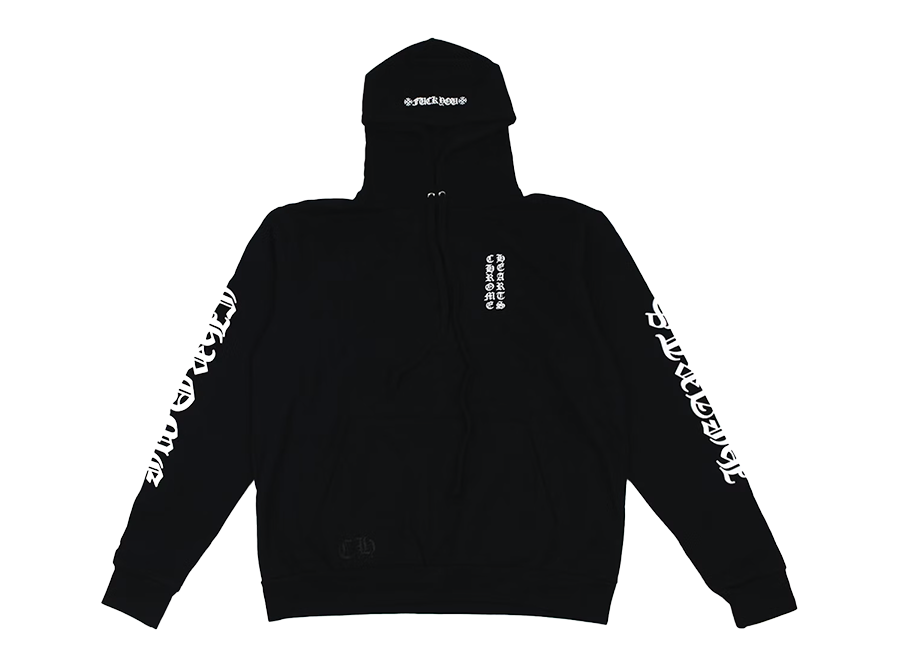 Chrome Hearts Vertical Logo FU Hood Hoodie Black/White