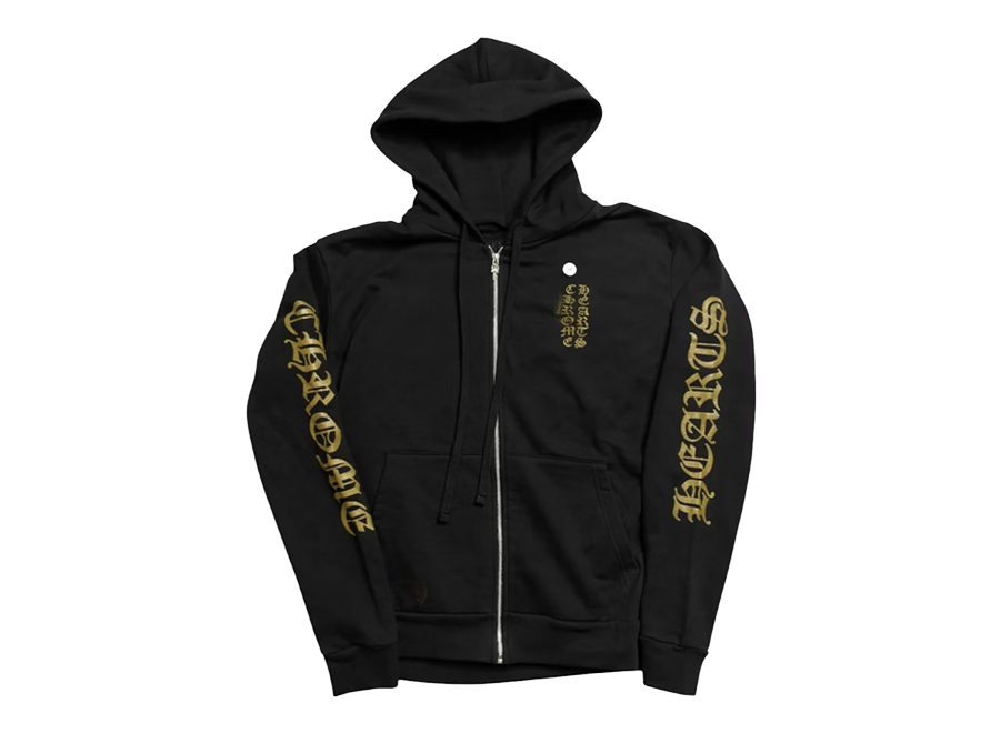 Chrome Hearts Vertical Logo Zip Up Hoodie Black/Army Green