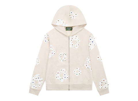 Denim Tears Rhinestone Cotton Wreath Zip Hoodie Oatmeal