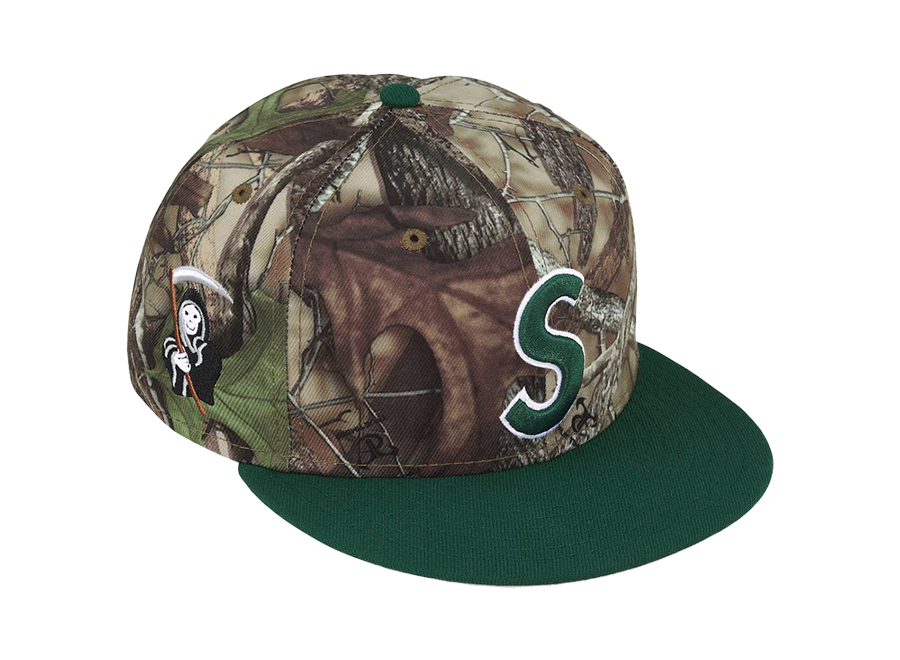 Supreme New Era Reaper S Logo 59Fifty Fitted Hat Woodland Camo
