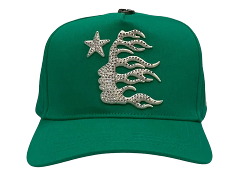 Hellstar OG Logo Rhinestone Cap Green