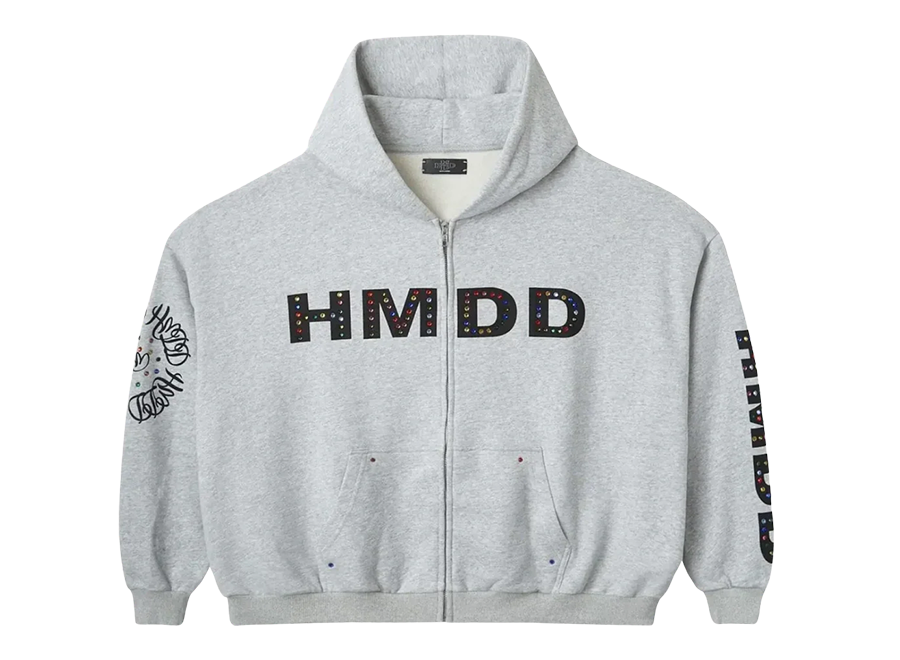 HMDD Chimestone Zip Up Hoodie Grey