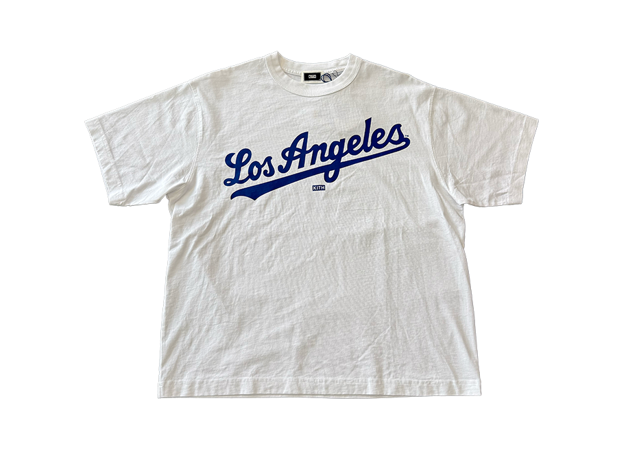 Kith Dodgers Logo Boxy Alex Vintage Tee White